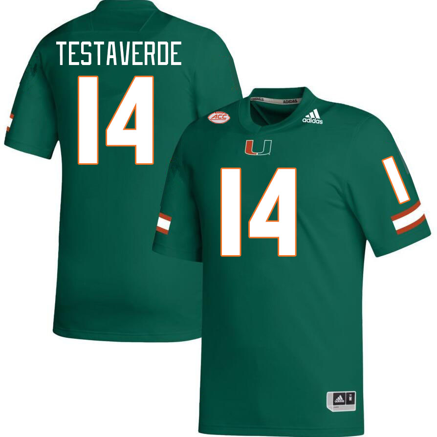 #14 Vinny Testaverde Miami Hurricanes Jerseys Football Stitched-Green